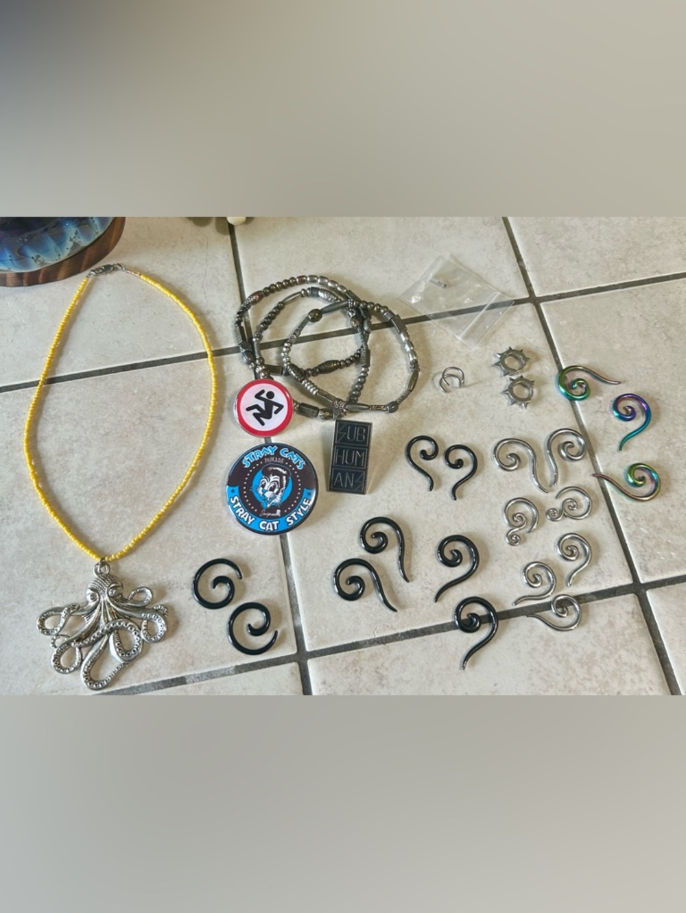 Fun Punk Lot Necklace, earrings (couple sizes), ear, cuff, bracelet, pins etc.